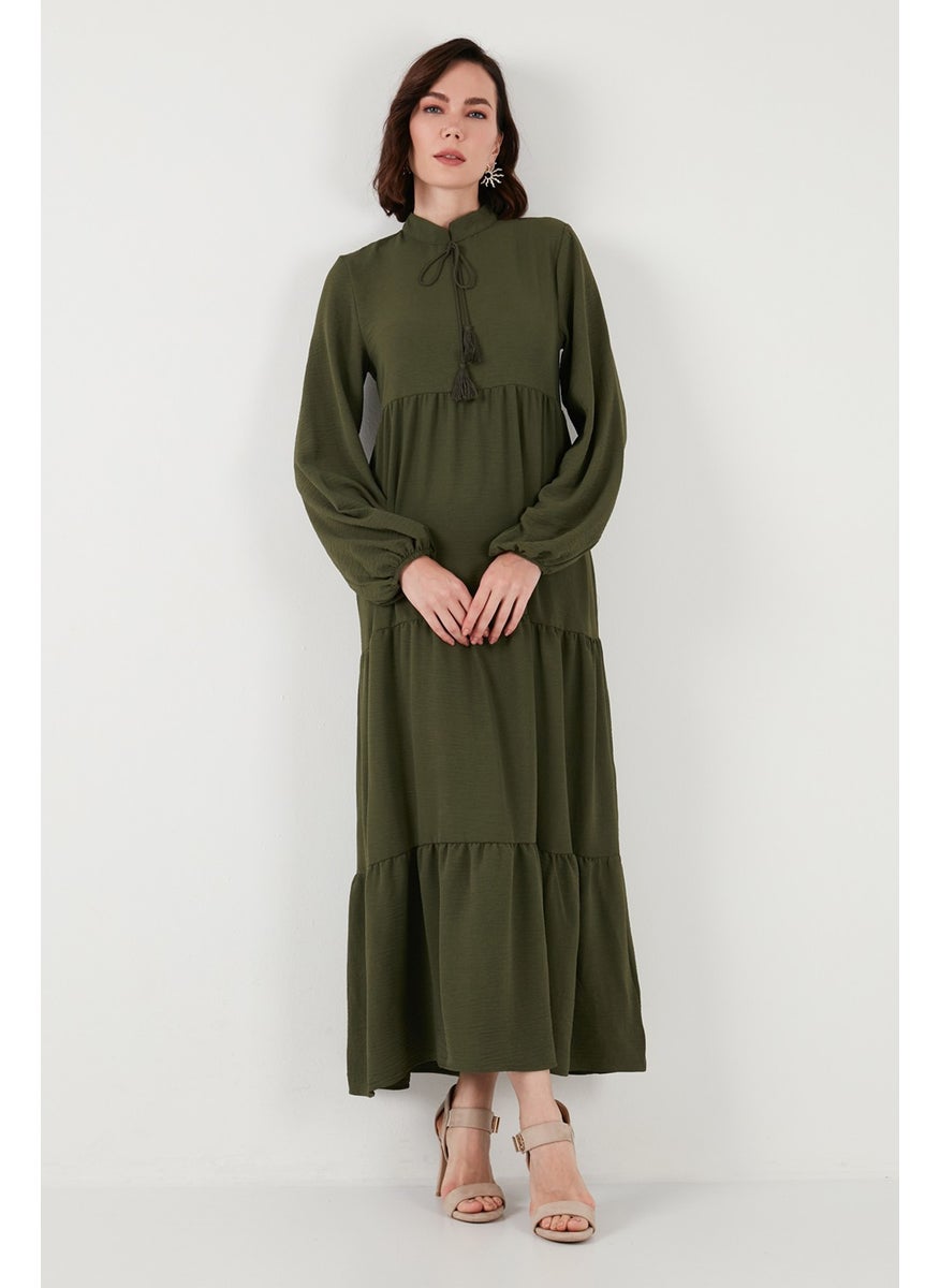 Modest Regular Fit High Collar Long Dress Women's Dress 611EL545