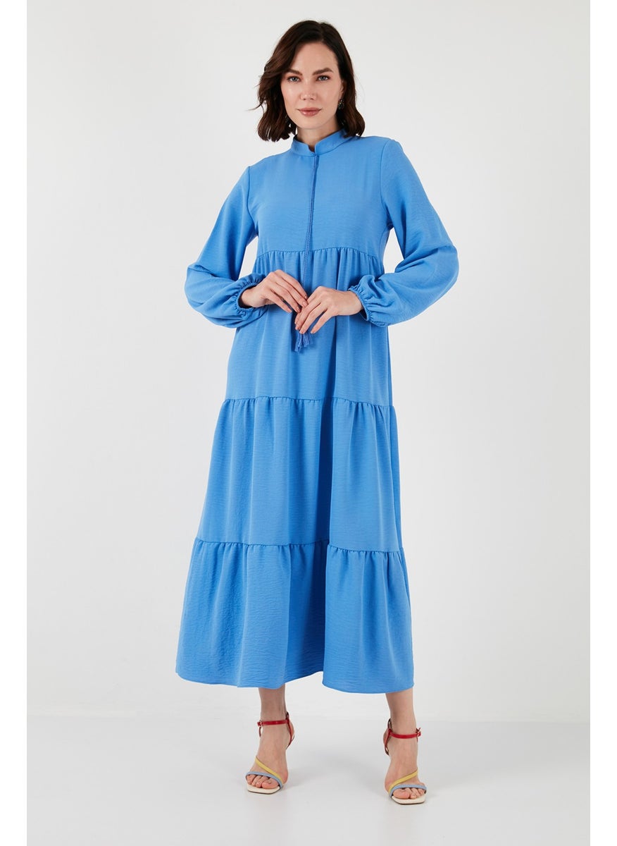 Modest Regular Fit High Collar Long Dress Women's Dress 611EL545