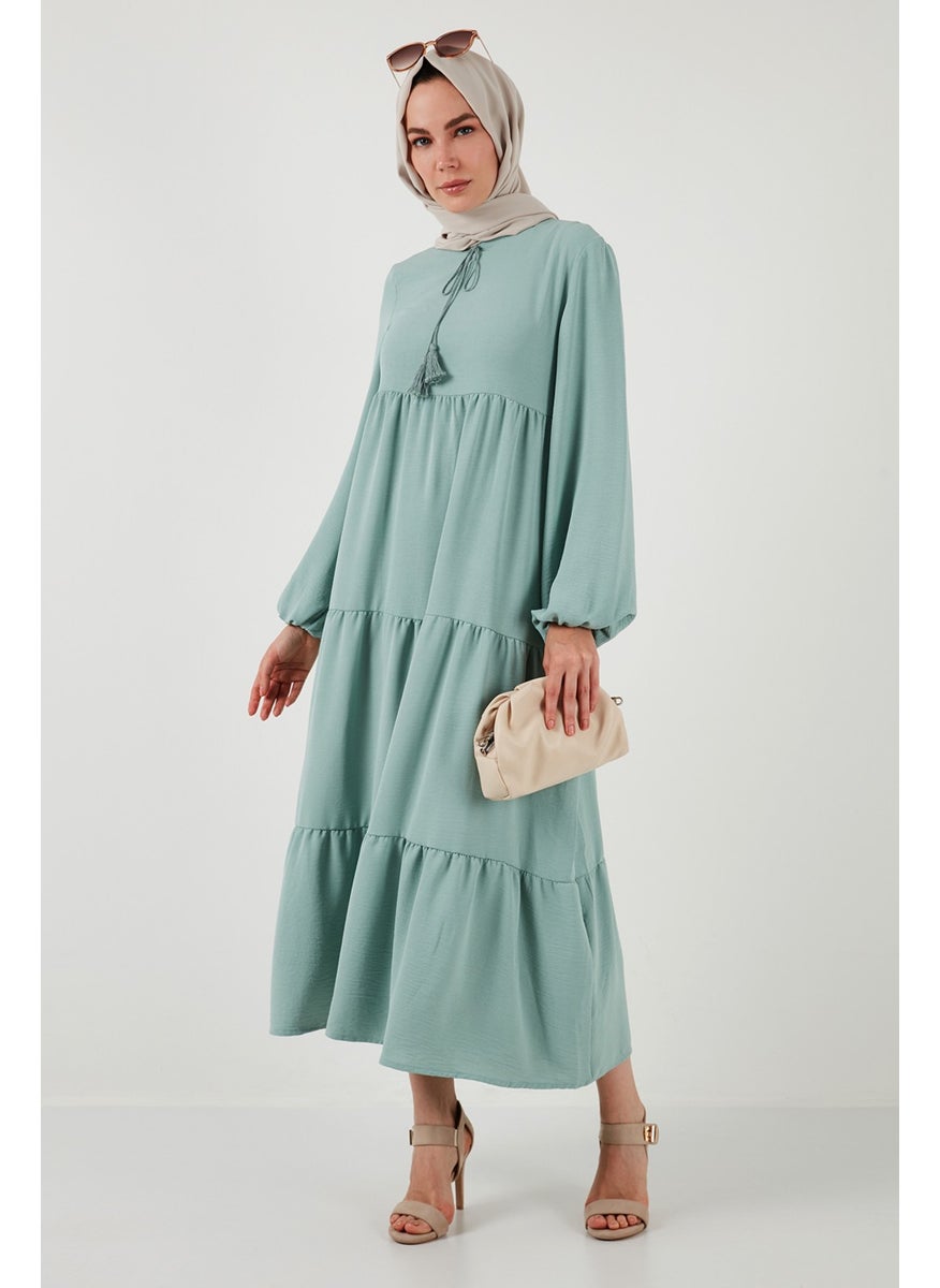 Modest Regular Fit High Collar Long Dress Women's Dress 611EL545