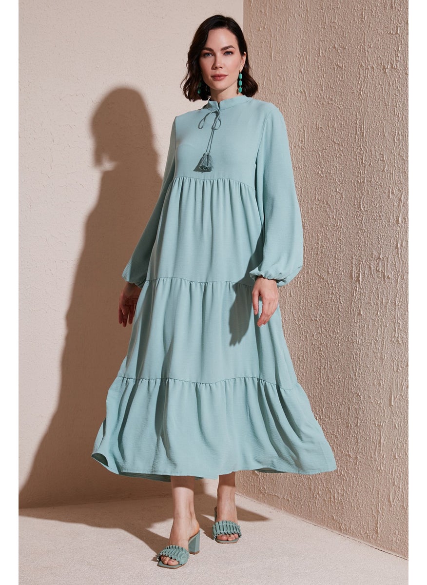 Modest Regular Fit High Collar Long Dress Women's Dress 611EL545
