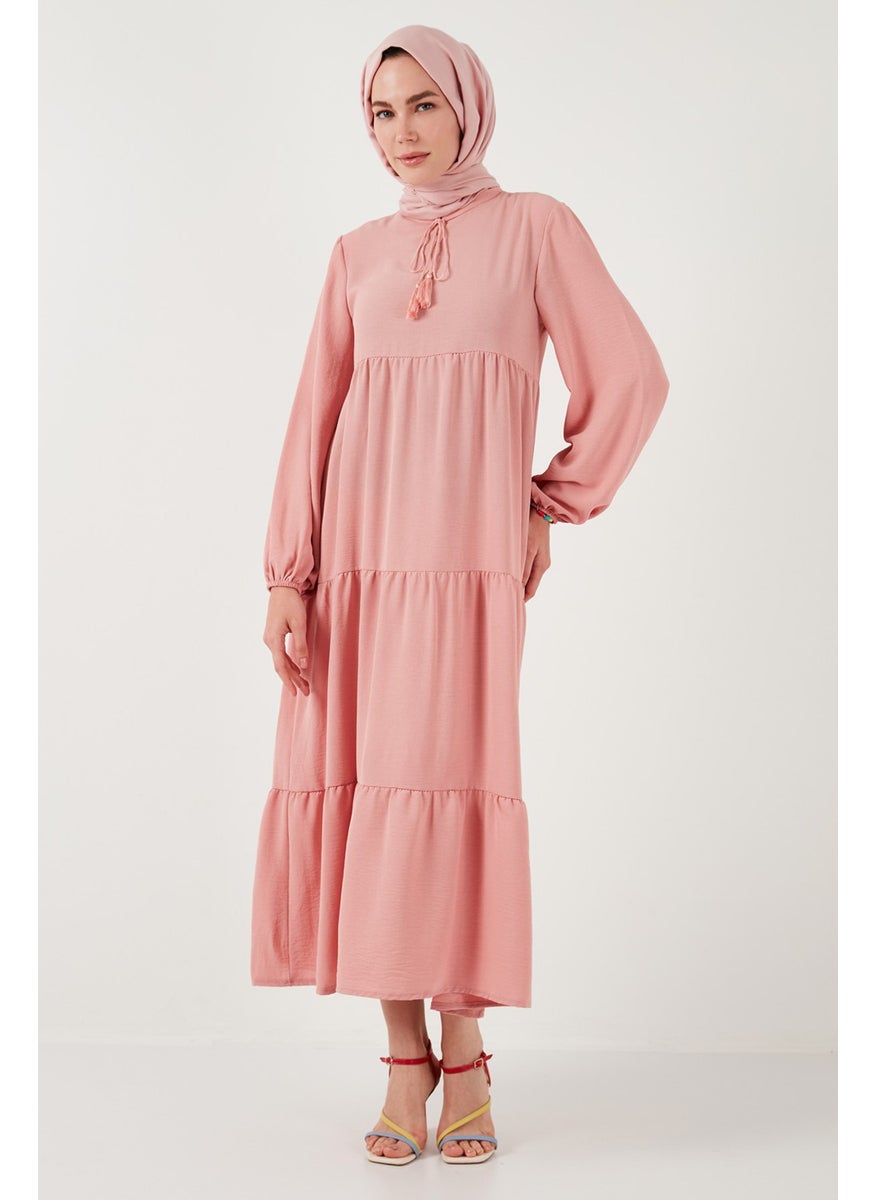 Modest Regular Fit High Collar Long Dress Women's Dress 611EL545