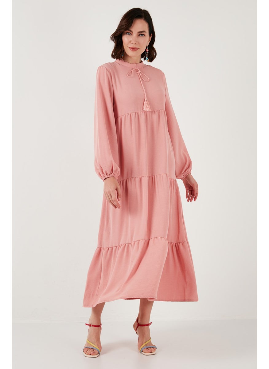 Modest Regular Fit High Collar Long Dress Women's Dress 611EL545