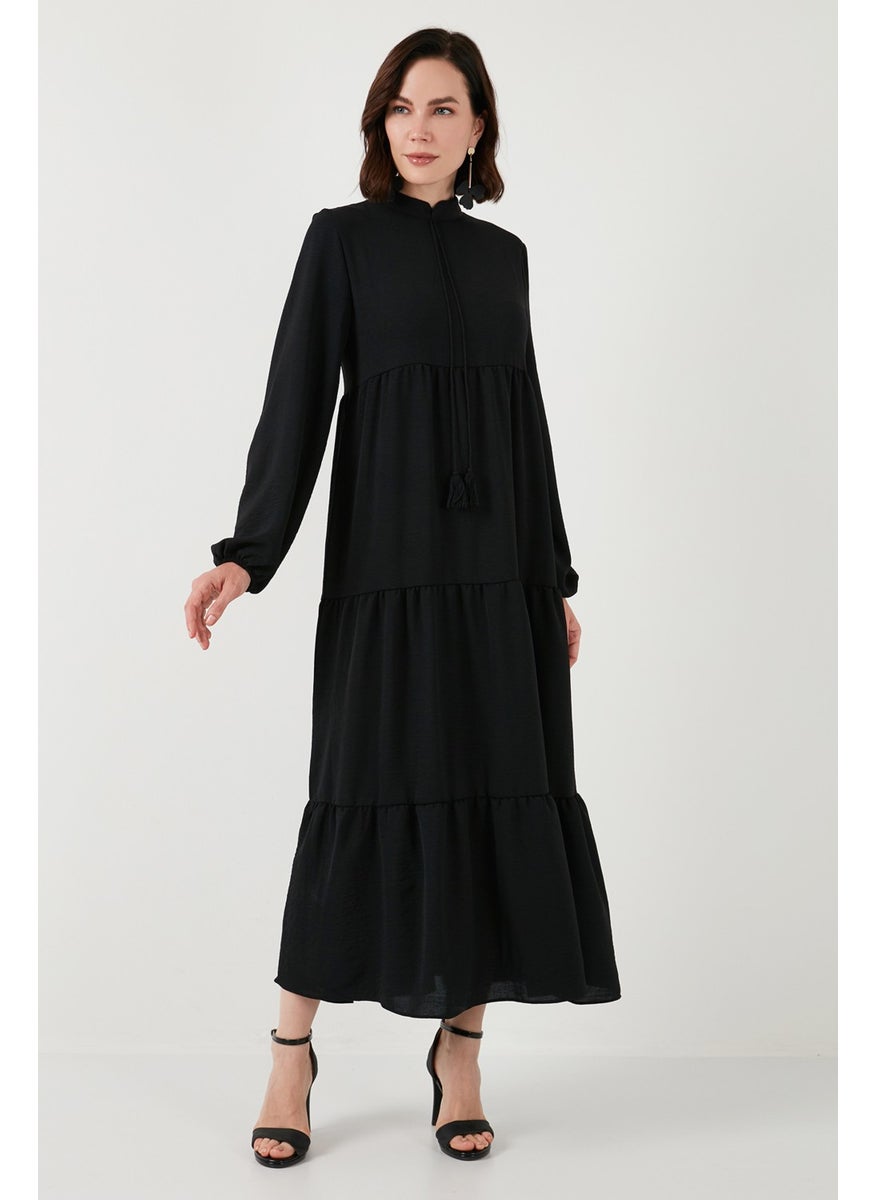 Modest Regular Fit High Collar Long Dress Women's Dress 611EL545