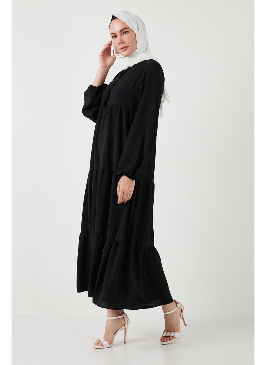 Modest Regular Fit High Collar Long Dress Women's Dress 611EL545