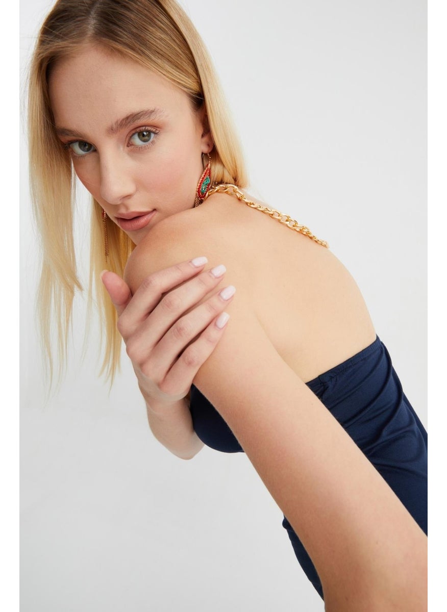 Chain Strap Slit Dress (B22-468A)