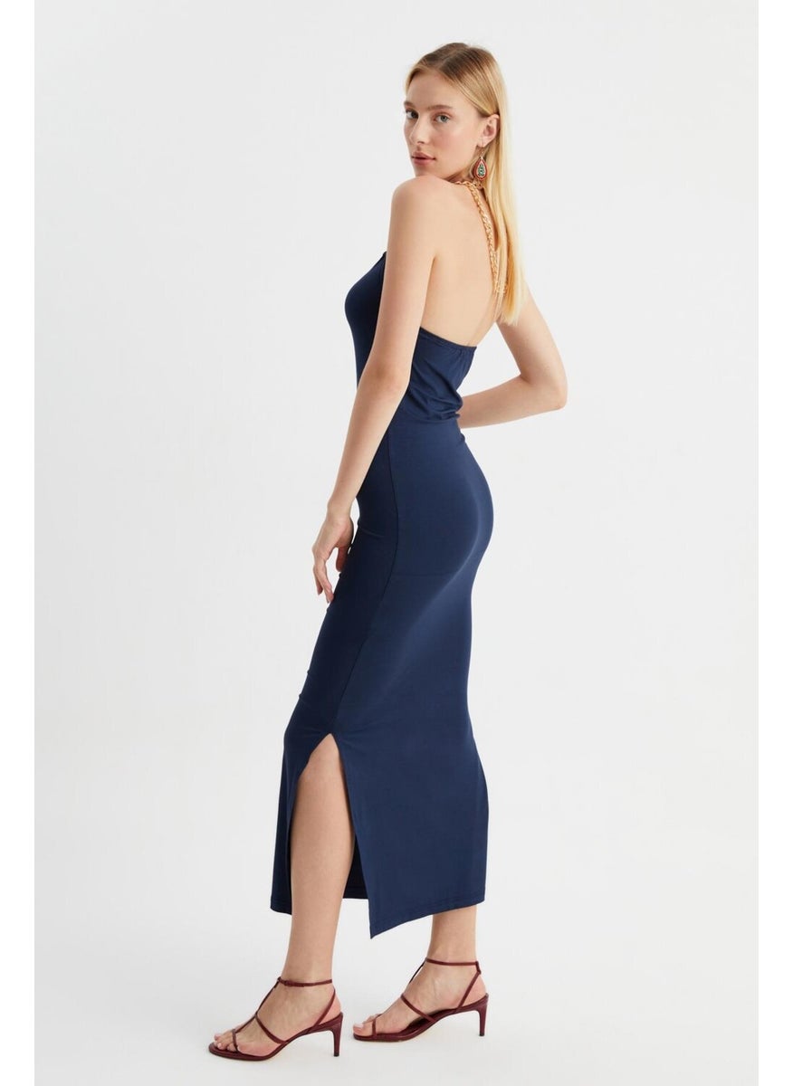 Chain Strap Slit Dress (B22-468A)