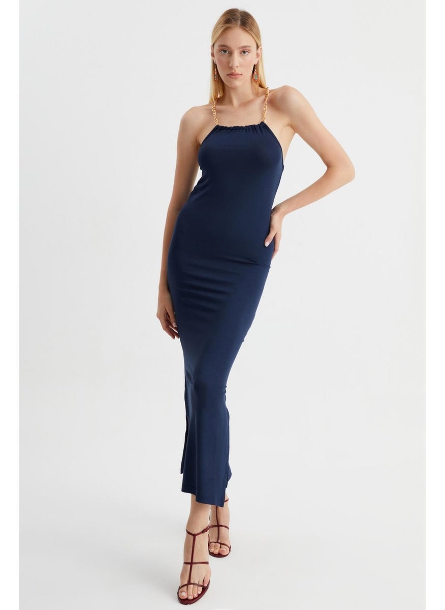 Chain Strap Slit Dress (B22-468A)