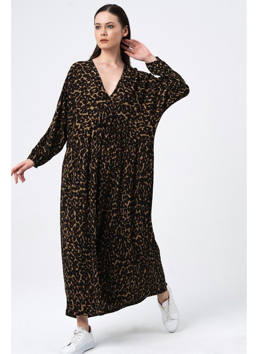 Patterned V Neck Oversize Dress (B22-401A)