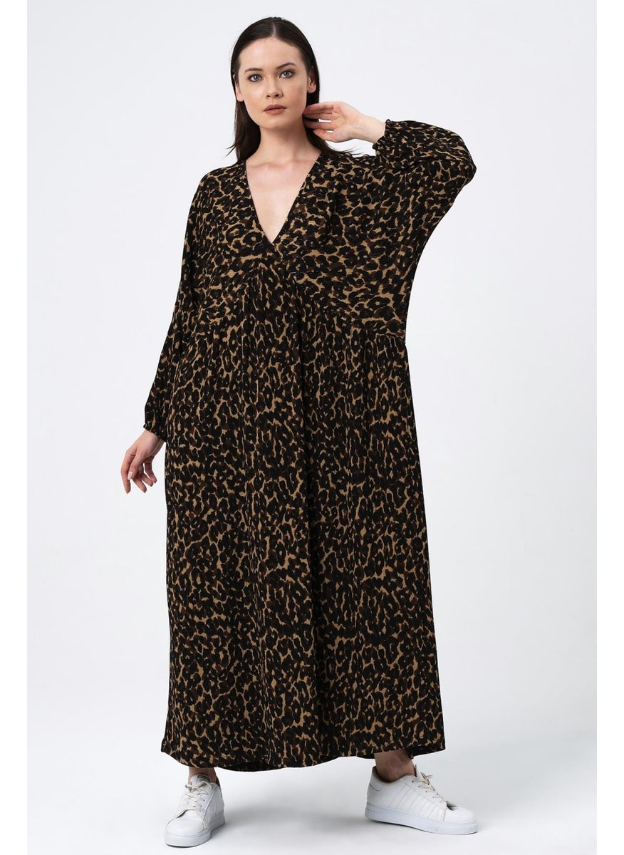 Patterned V Neck Oversize Dress (B22-401A)