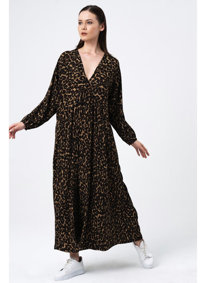 Patterned V Neck Oversize Dress (B22-401A)