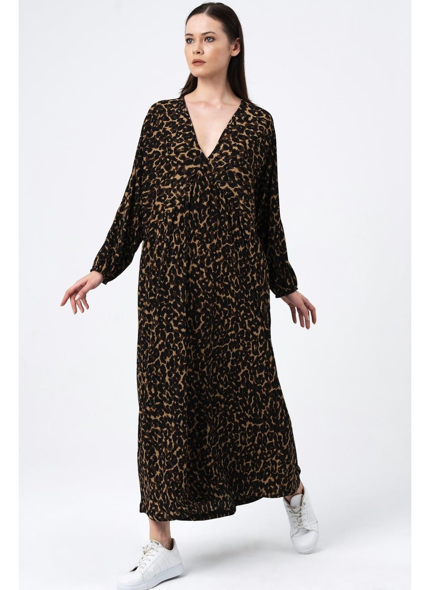Patterned V Neck Oversize Dress (B22-401A)