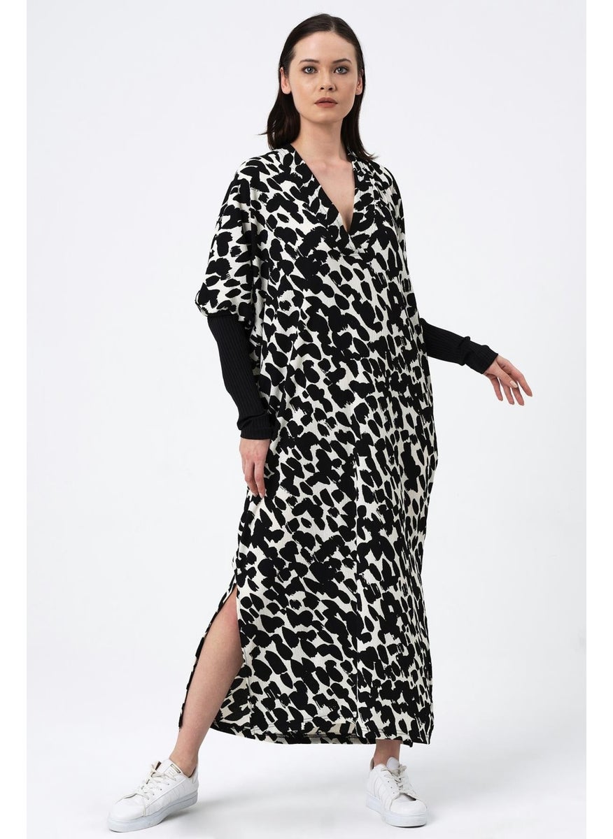 Patterned Slit Long Dress (B22-7005B)