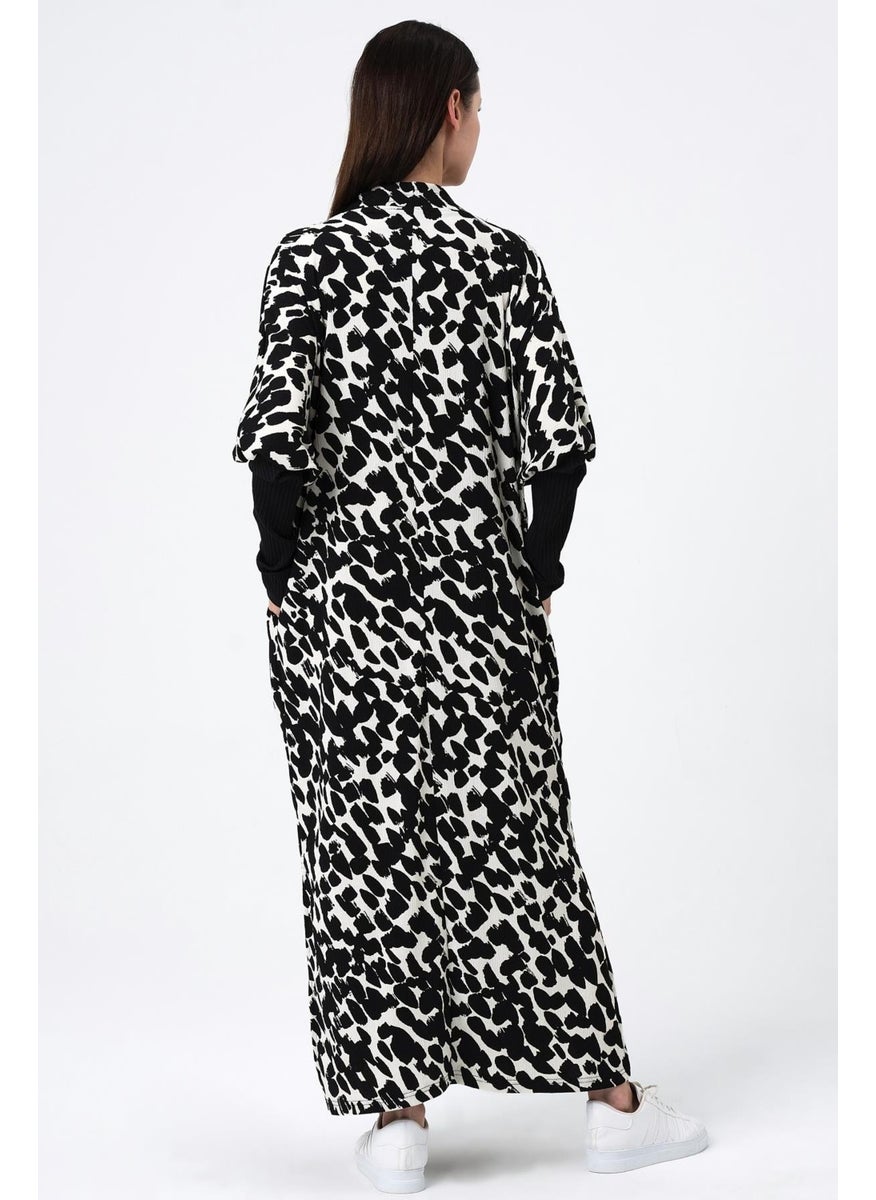 Patterned Slit Long Dress (B22-7005B)