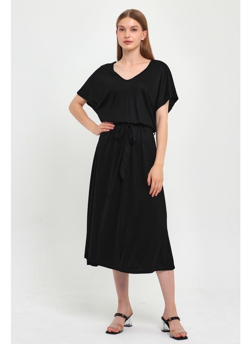 Belted V-Neck Dress (B23-00239)