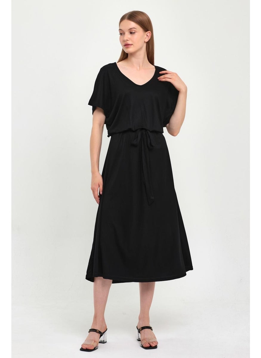 Belted V-Neck Dress (B23-00239)