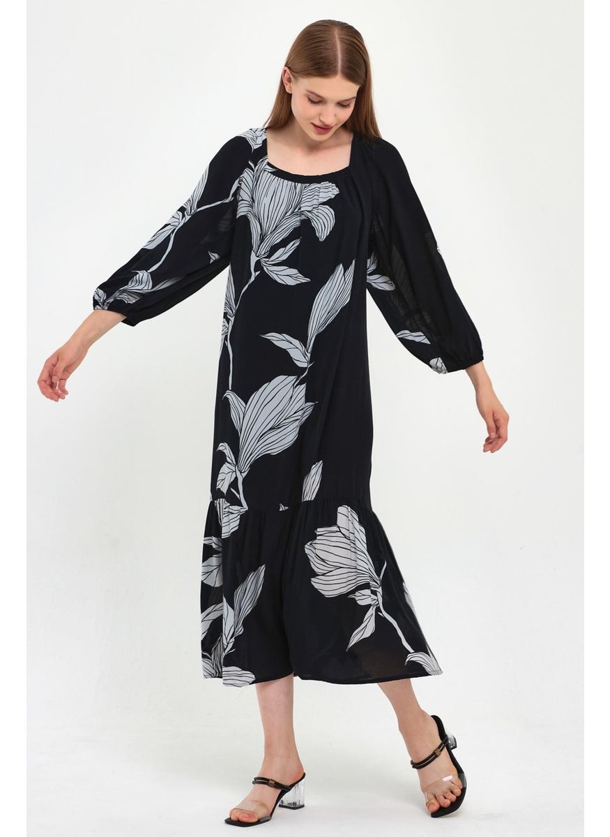 Lined Square Neck Dress (B23-7021)