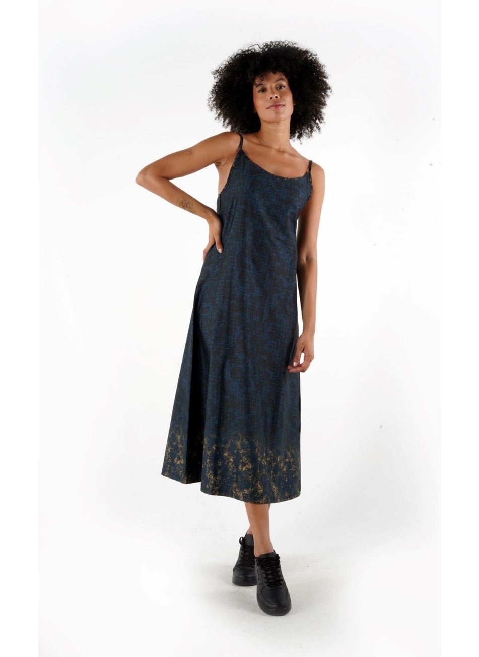 Patterned Thin Strap Midi Length Dress (B24-005206)