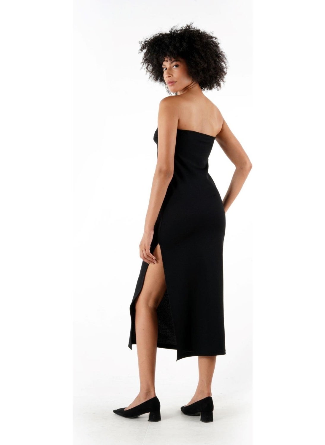 Slit Detail Strapless Dress (B24-00206)