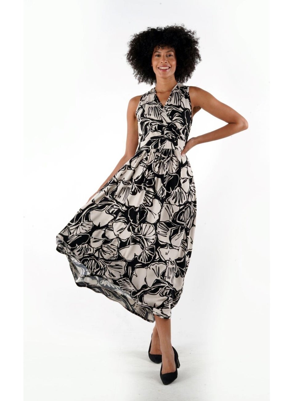 Patterned Sleeveless Double Breasted Dress (B24-00137 03)