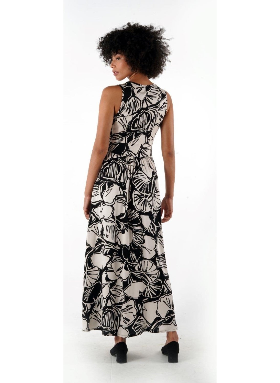 Patterned Sleeveless Double Breasted Dress (B24-00137 03)