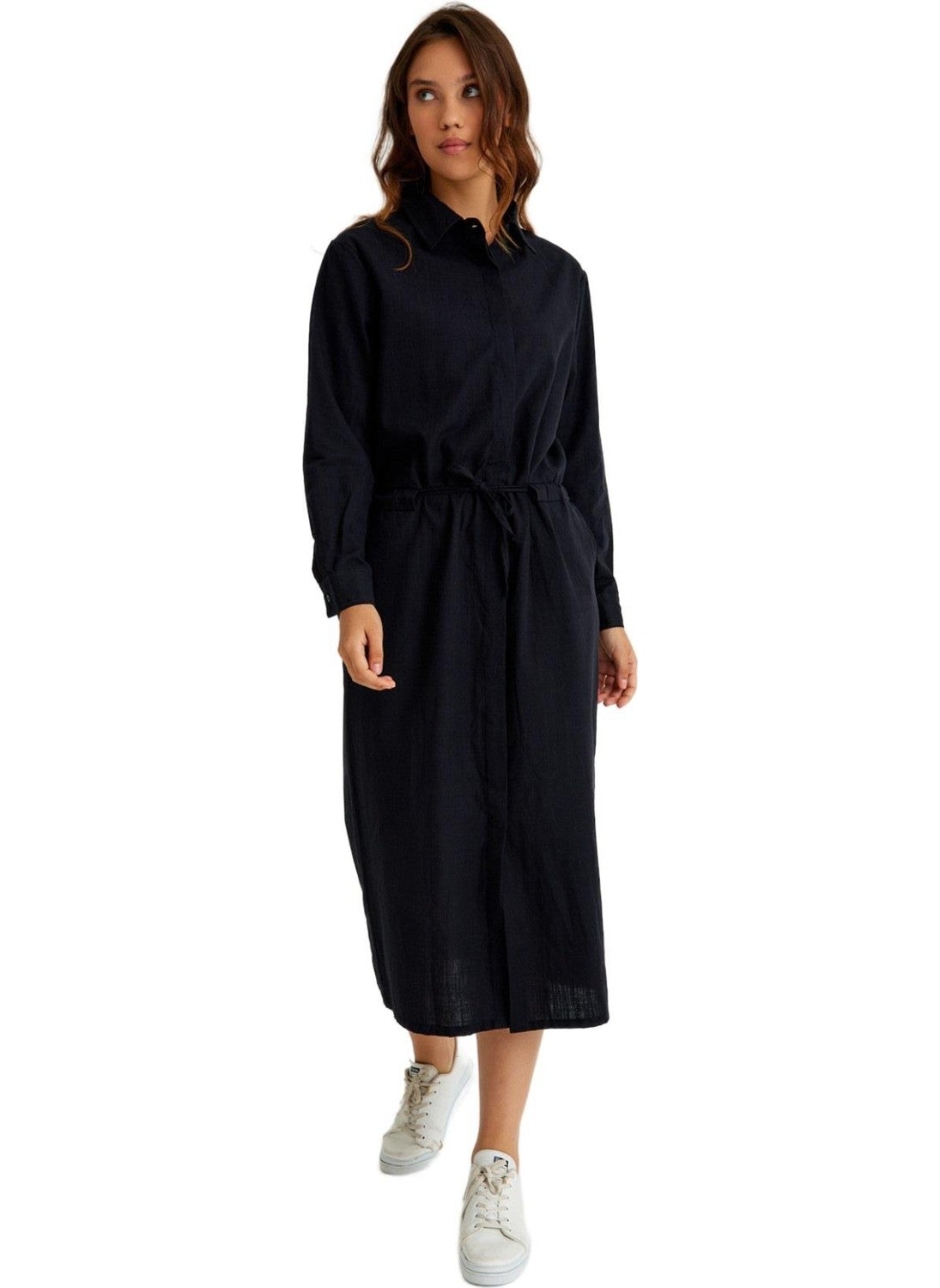 Shirred Waist Midi Dress