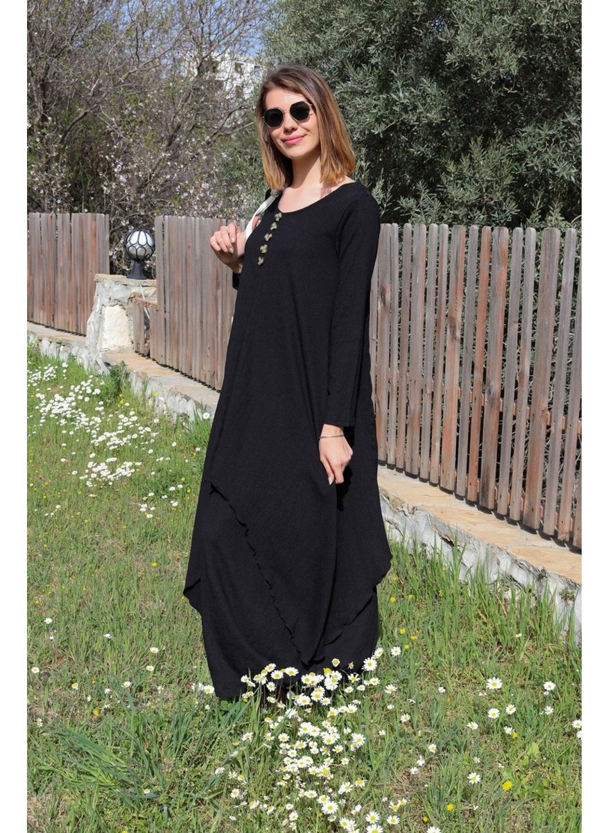 Casual Summer Casual Women's Two-Layer Dress BT225SIYAH3