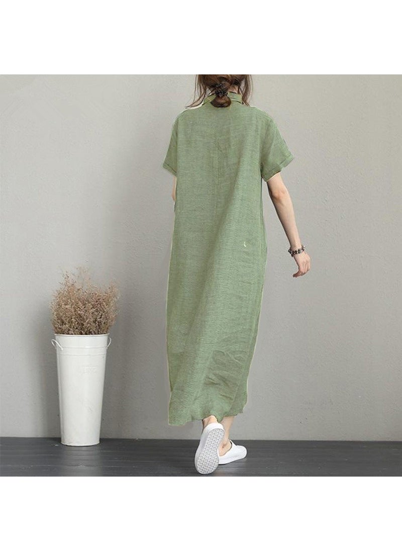 Casual Green Midi Dress