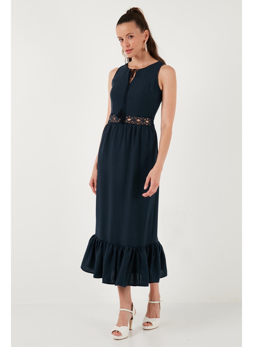 Regular Fit Flounce Sleeveless Midi Dress Women's Dress 611El574