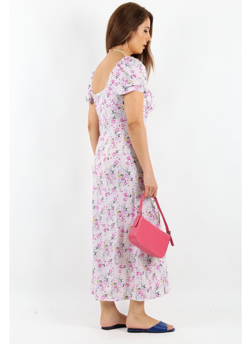 Women's Gardenia Pink Beige Floral Dress