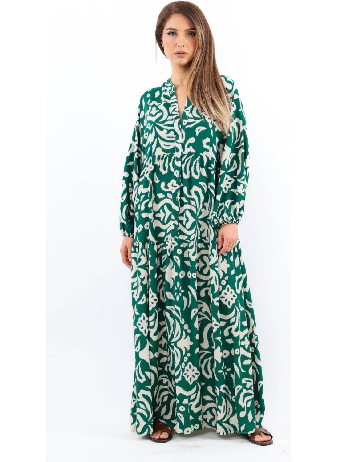 Prive Women's Showy Emerald Green Viscose Maxi Dress