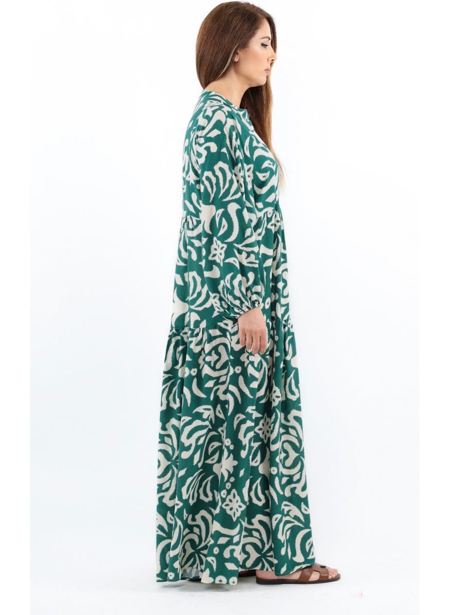 Prive Women's Showy Emerald Green Viscose Maxi Dress