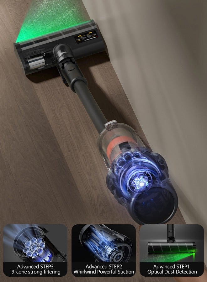 Cordless Portable Vacuum Cleaner Lightweight, Rechargeable, Powerful Suction with Multiple Attachments for Home, Car, and Office Use 240 W T30 Black