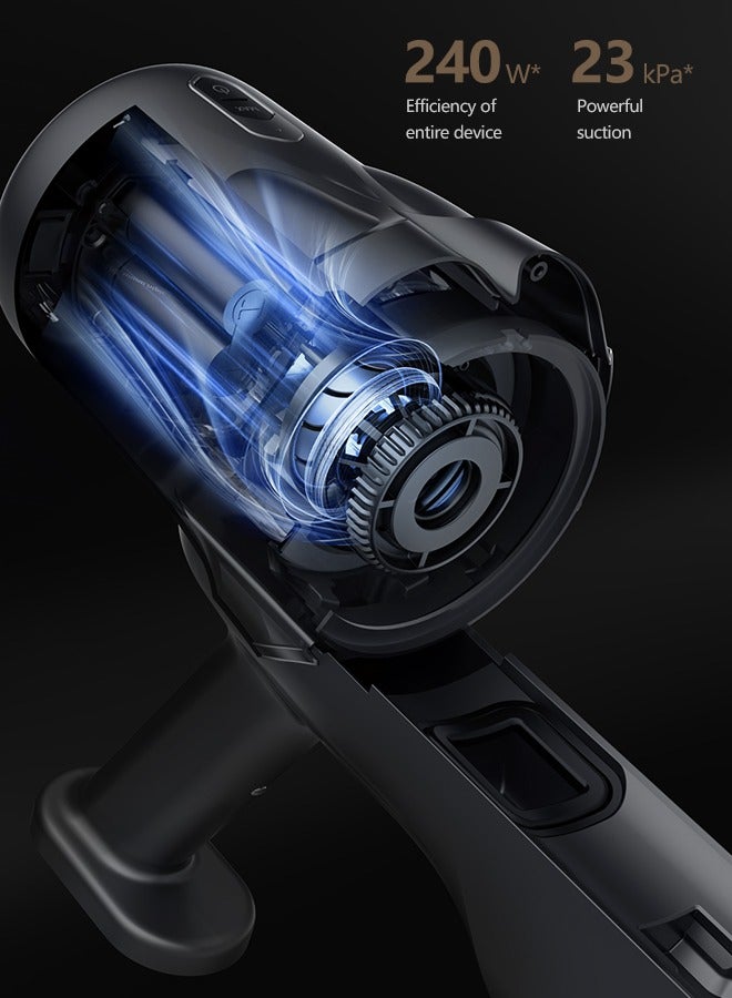 Cordless Portable Vacuum Cleaner Lightweight, Rechargeable, Powerful Suction with Multiple Attachments for Home, Car, and Office Use 240 W T30 Black