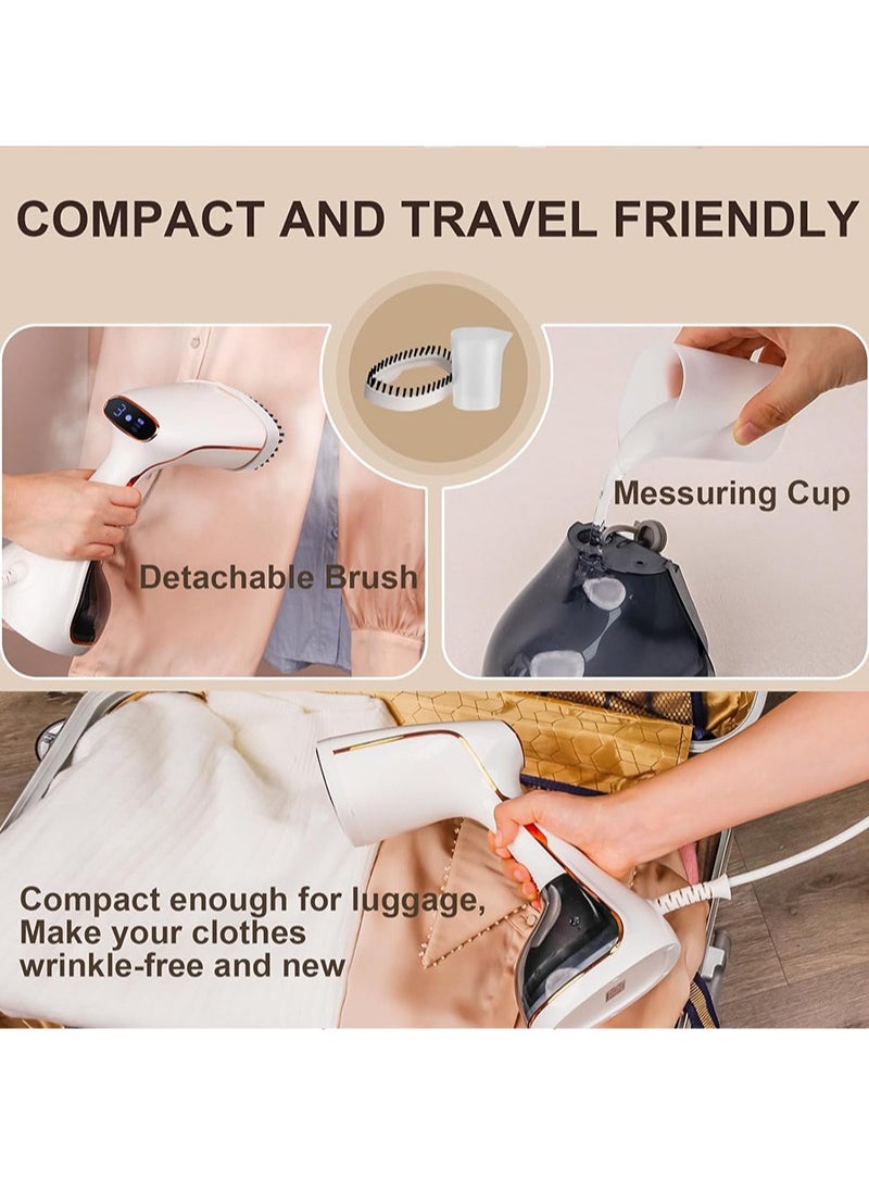 Steamer Iron, Portable Clothes Steamer for Clothes, Handheld Steamer with 3 Steam and Water Tank for Wrinkle Removal with Fabric Brush for Home, Dorm, Travel
