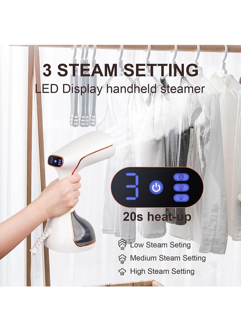 Steamer Iron, Portable Clothes Steamer for Clothes, Handheld Steamer with 3 Steam and Water Tank for Wrinkle Removal with Fabric Brush for Home, Dorm, Travel