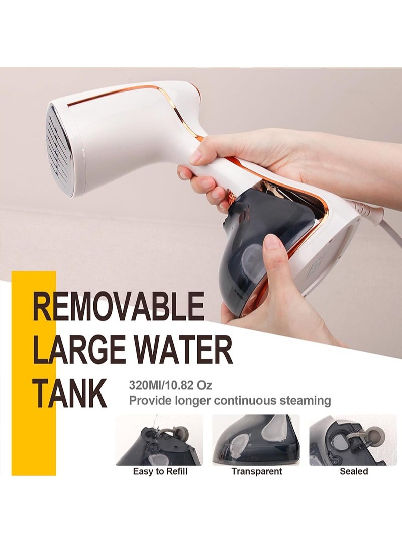 Steamer Iron, Portable Clothes Steamer for Clothes, Handheld Steamer with 3 Steam and Water Tank for Wrinkle Removal with Fabric Brush for Home, Dorm, Travel