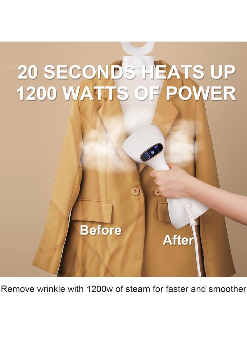Steamer Iron, Portable Clothes Steamer for Clothes, Handheld Steamer with 3 Steam and Water Tank for Wrinkle Removal with Fabric Brush for Home, Dorm, Travel