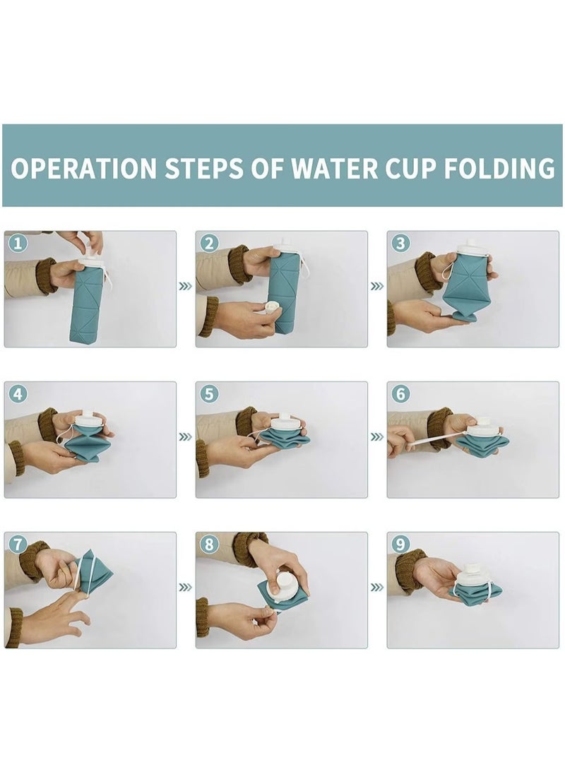 Collapsible water bottle, Silicone water bottle, Carabiner water bottle, Travel water bottle, Leakproof water bottle for home, gym, office, camping
