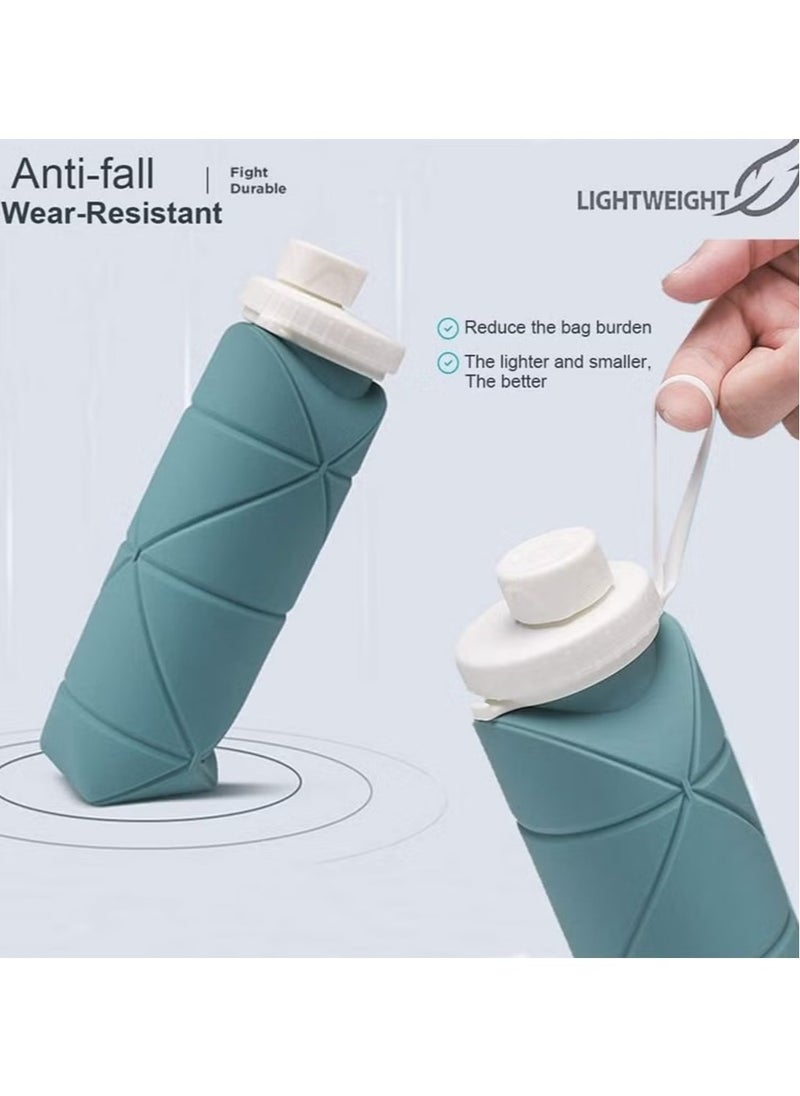 Collapsible water bottle, Silicone water bottle, Carabiner water bottle, Travel water bottle, Leakproof water bottle for home, gym, office, camping