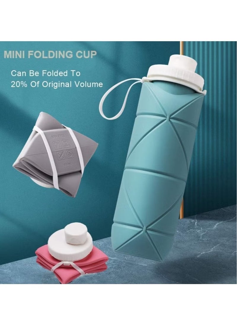 Collapsible water bottle, Silicone water bottle, Carabiner water bottle, Travel water bottle, Leakproof water bottle for home, gym, office, camping