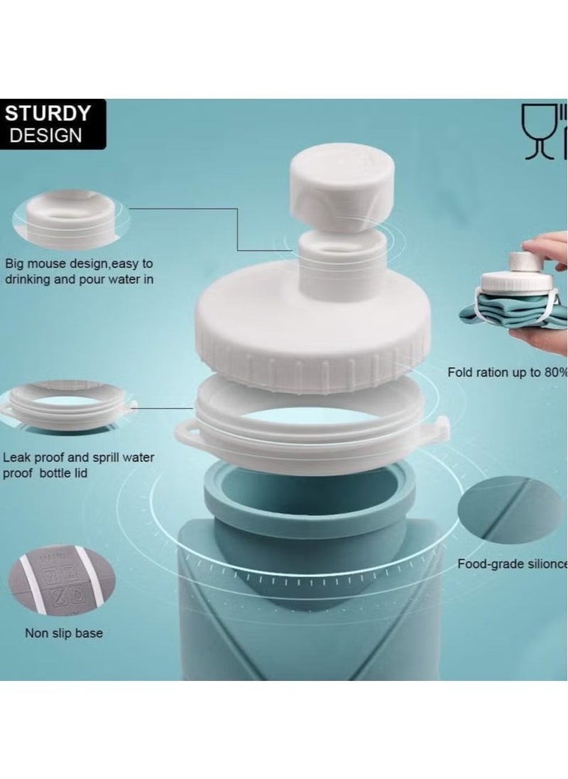 Collapsible water bottle, Silicone water bottle, Carabiner water bottle, Travel water bottle, Leakproof water bottle for home, gym, office, camping