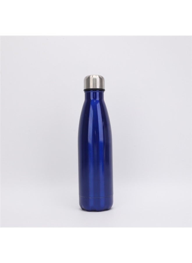 Water Bottle Outdoor Car Water Cup Travel Sports Water Bottle Stainless Steel Vacuum Insulation Cup (Dark blue 500ml)