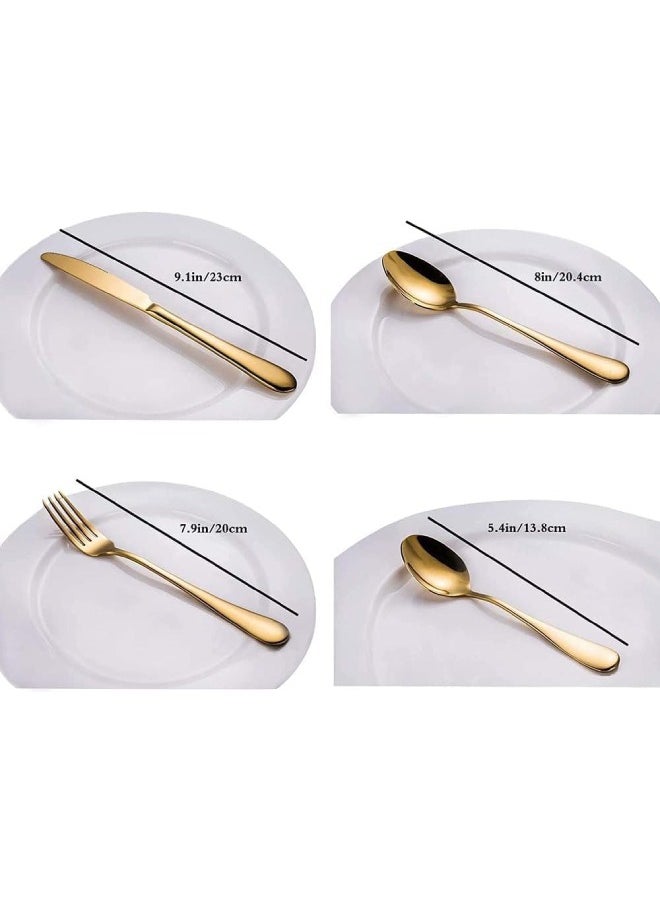 Stainless Steel Cutlery Set, 24-Piece Set of Golden Tableware Western-Style Kitchen Tableware
