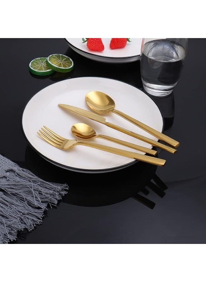 Stainless Steel Cutlery Set, 24-Piece Set of Golden Tableware Western-Style Kitchen Tableware