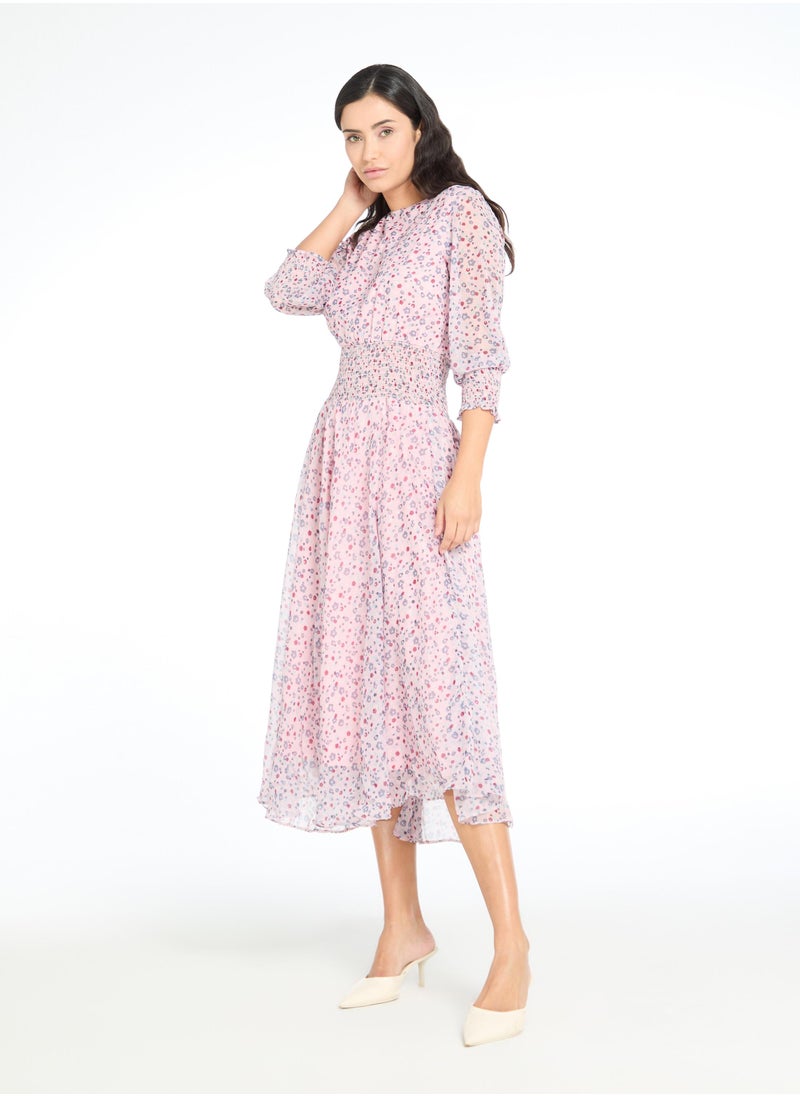 Floral Georgette Smocked Midi