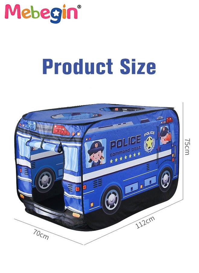 Police Car Style Pop-up Play Tent for Kids with 50 Sea Balls and 1 Storage Bag, Creative Playhouse with Sunroof and Roll-up Door, Easy to Set up, Fun Pretend Play, Great for Indoor Playrooms, Outdoo