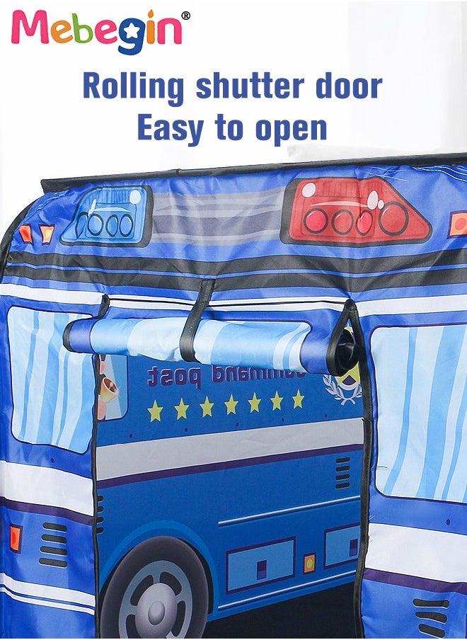 Police Car Style Pop-up Play Tent for Kids with 50 Sea Balls and 1 Storage Bag, Creative Playhouse with Sunroof and Roll-up Door, Easy to Set up, Fun Pretend Play, Great for Indoor Playrooms, Outdoo