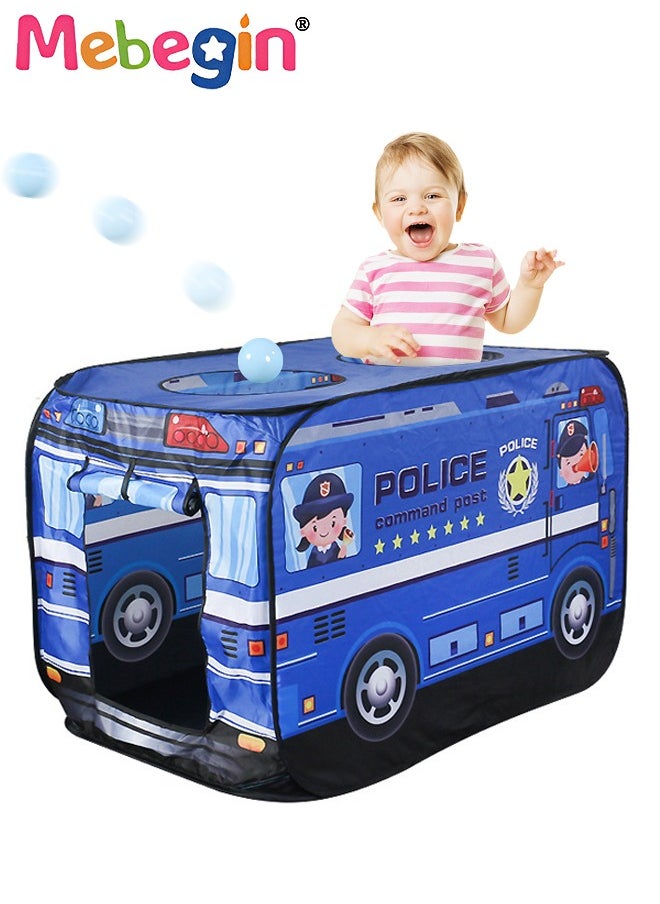 Police Car Style Pop-up Play Tent for Kids with 50 Sea Balls and 1 Storage Bag, Creative Playhouse with Sunroof and Roll-up Door, Easy to Set up, Fun Pretend Play, Great for Indoor Playrooms, Outdoo