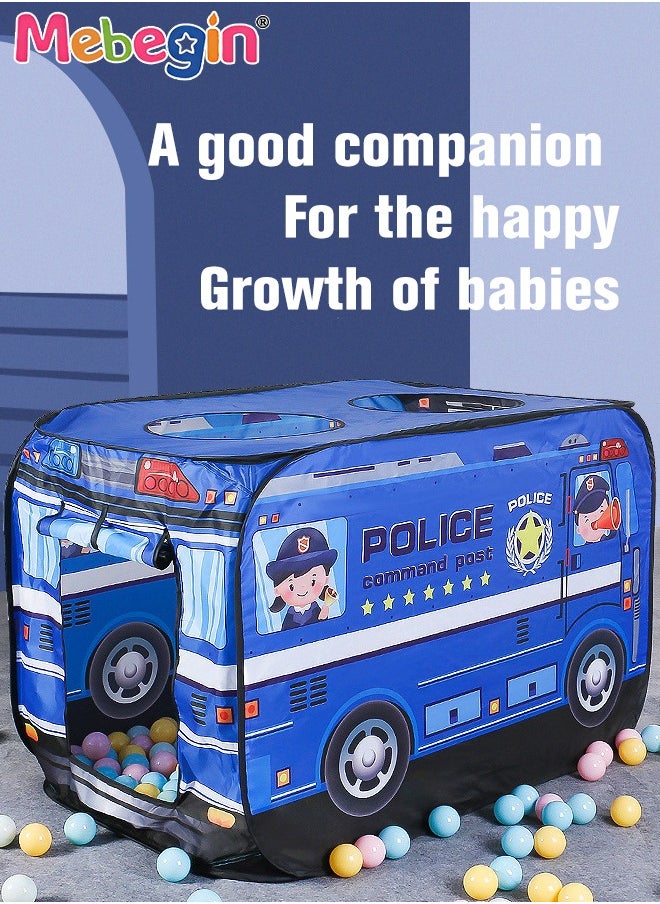 Police Car Style Pop-up Play Tent for Kids with 50 Sea Balls and 1 Storage Bag, Creative Playhouse with Sunroof and Roll-up Door, Easy to Set up, Fun Pretend Play, Great for Indoor Playrooms, Outdoo
