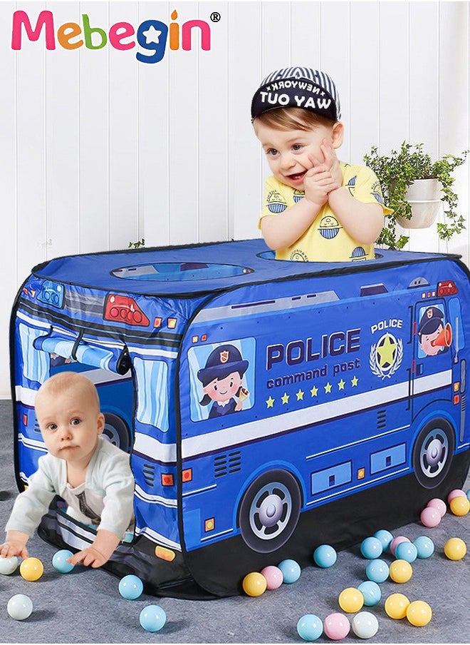 Police Car Style Pop-up Play Tent for Kids with 50 Sea Balls and 1 Storage Bag, Creative Playhouse with Sunroof and Roll-up Door, Easy to Set up, Fun Pretend Play, Great for Indoor Playrooms, Outdoo